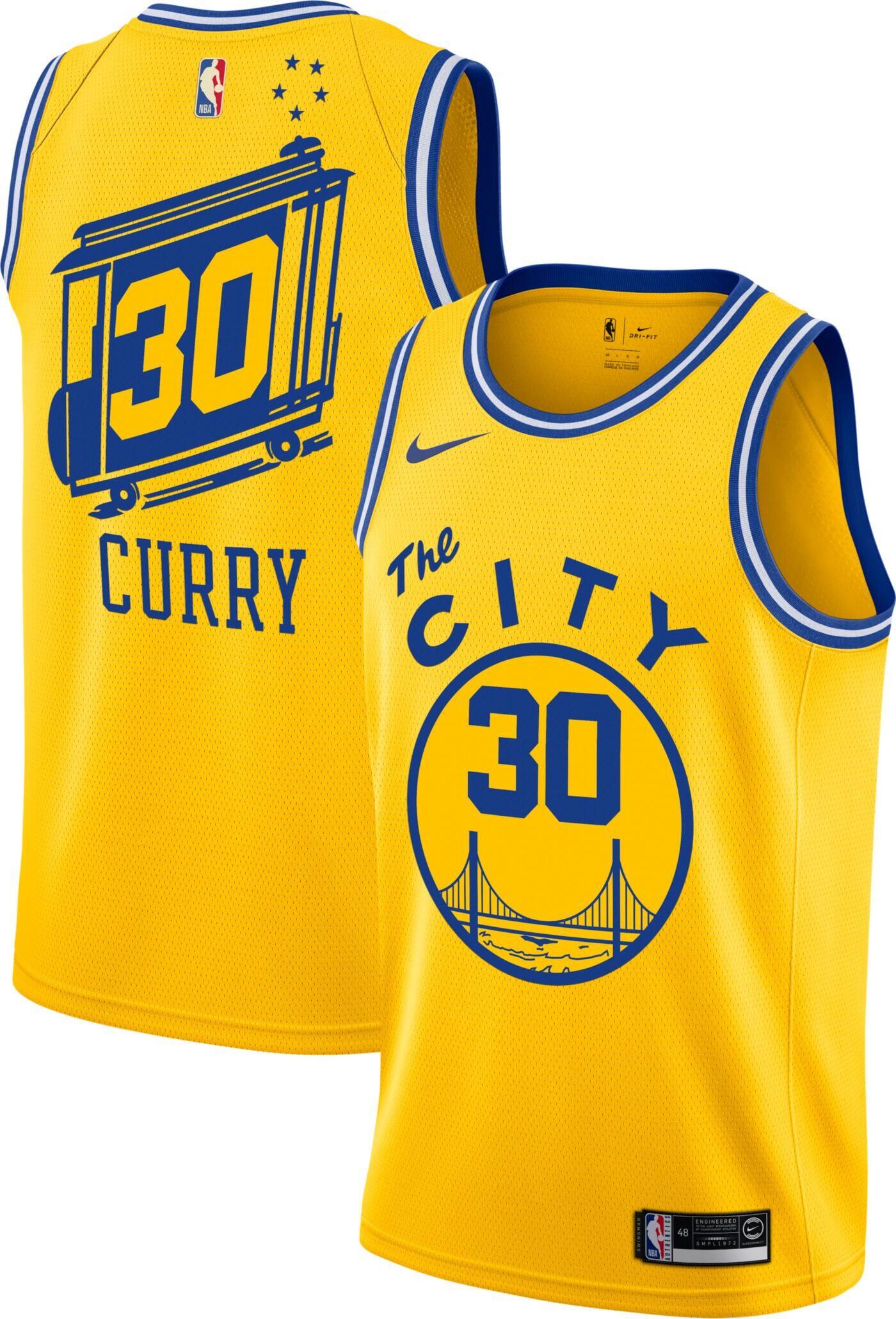 Men's Golden State Warriors #30 Stephen Curry Gold City Classic Edition Stitched NBA Jersey